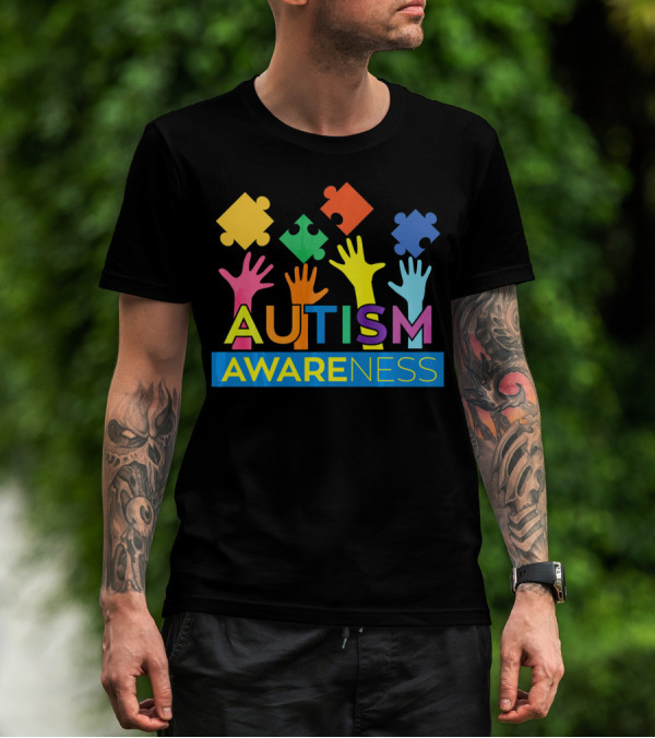 Autism Awareness Colorful Puzzle Hands T-Shirt