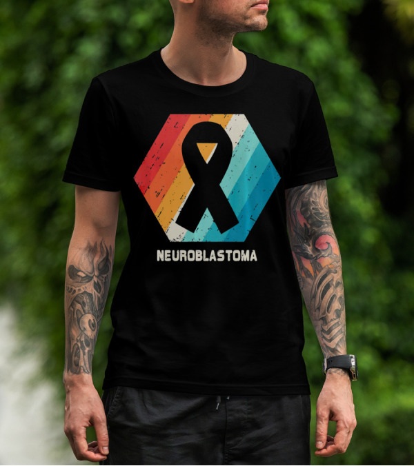 Neuroblastoma Awareness Ribbon Retro Hexagon T-Shirt