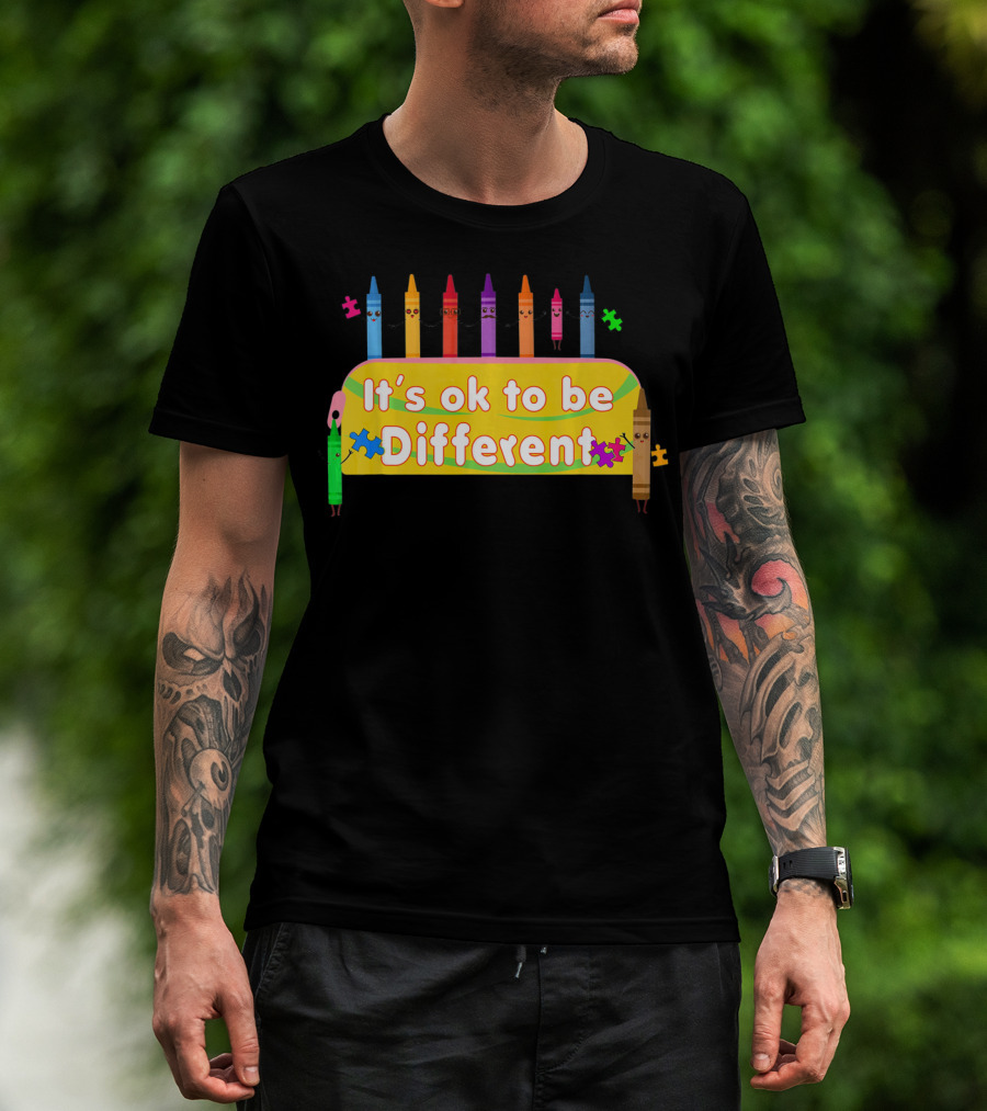 It's Ok To Be Different Crayons Back To School Autism Awareness T-Shirt