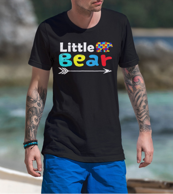 Little Bear Autism Awareness Puzzle Pattern Arrow T-Shirt