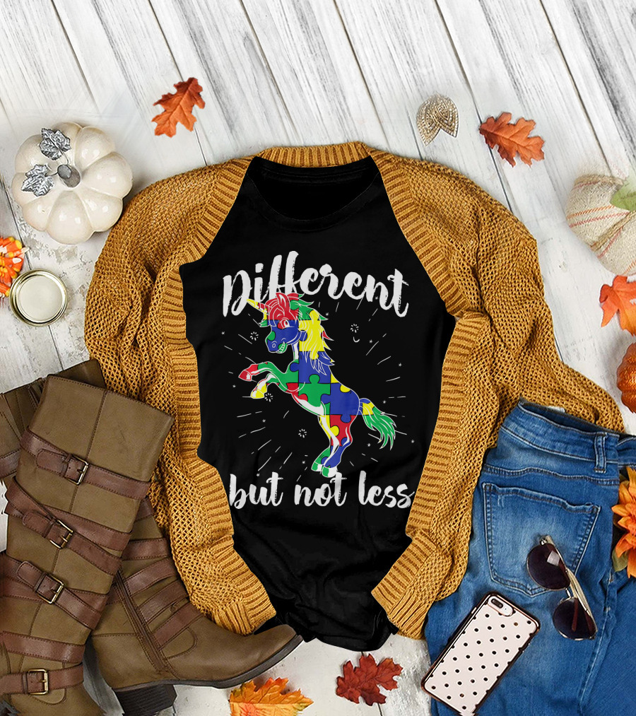 Different Not Less Unicorn Autism Awareness T-Shirt