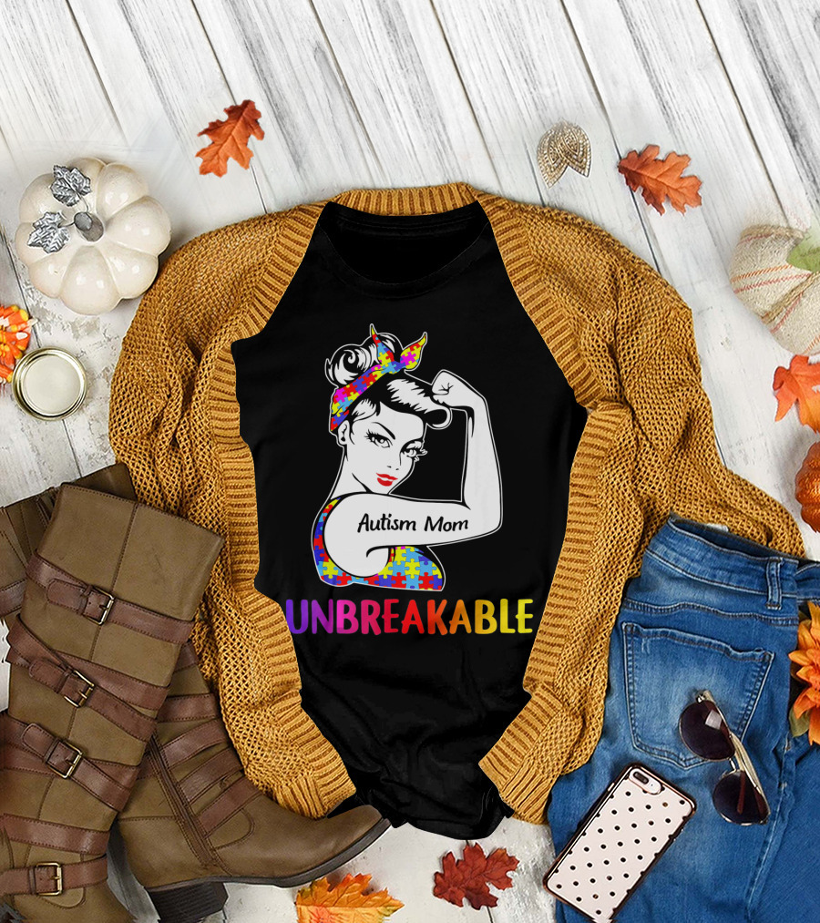 Autism Mom Unbreakable Puzzle Pattern Awareness Rosie T-Shirt