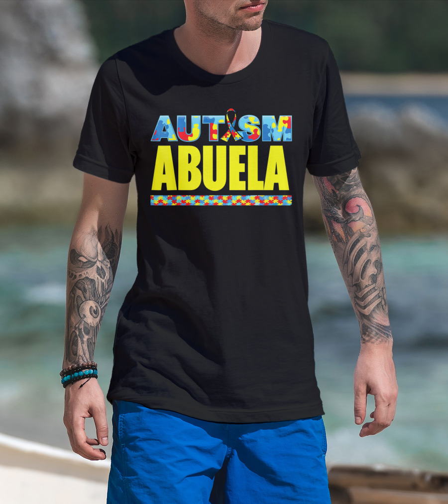Autism Awareness Abuela Puzzle Ribbon Support T-Shirt
