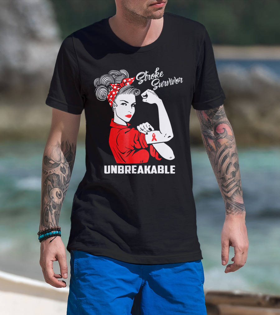 Stroke Survivor Unbreakable Rosie The Riveter T-Shirt