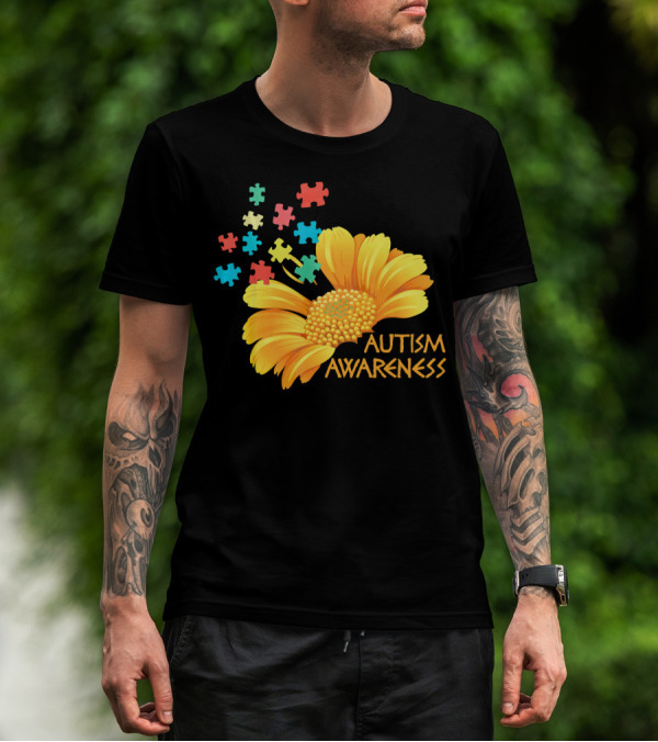 Sunflower Autism Awareness Puzzle Pieces T-Shirt