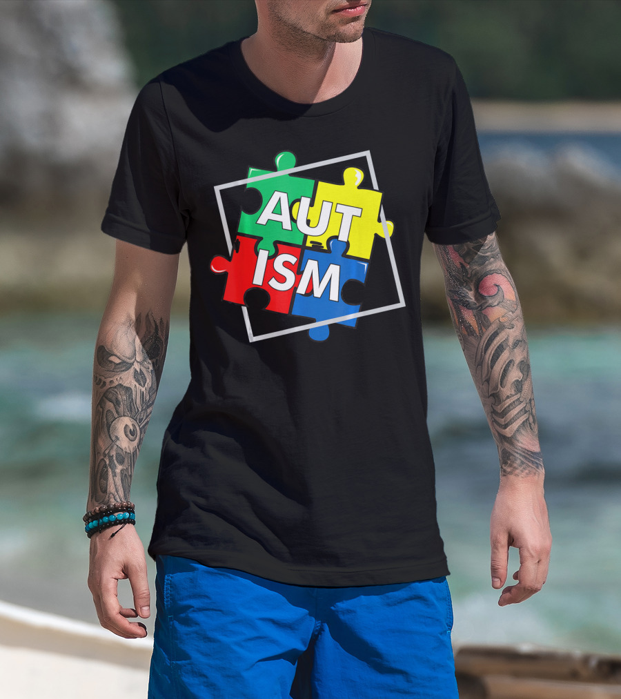 Autism Puzzle Awareness Day Colorful Puzzle Pieces T-Shirt