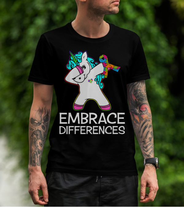 Embrace Differences Unicorn Autism Awareness Puzzle T-Shirt