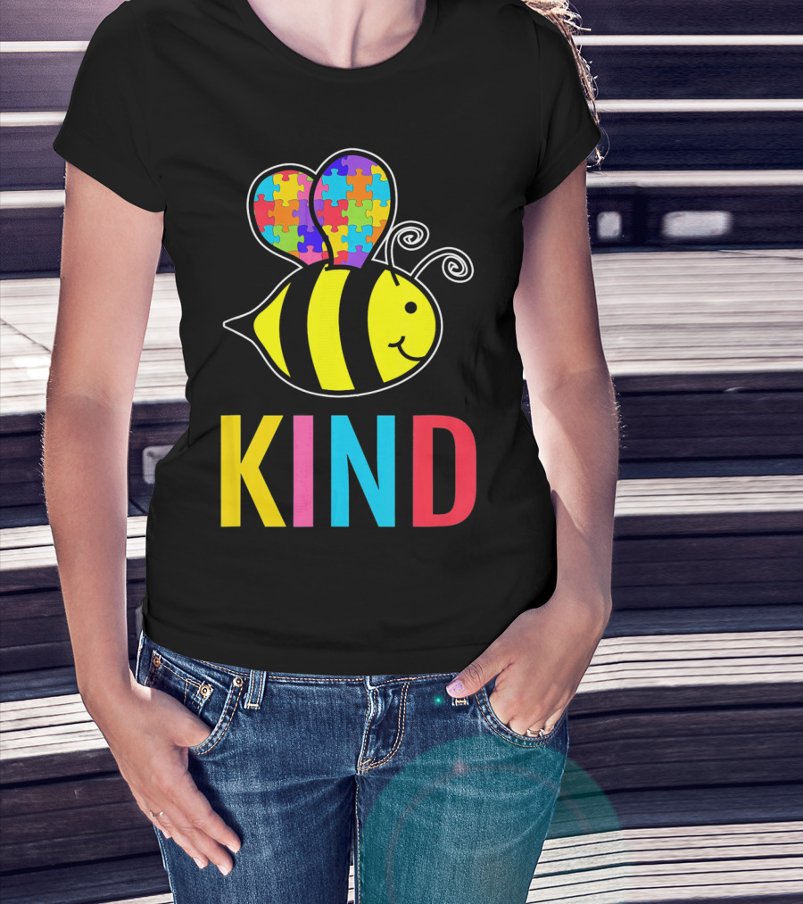 Autism Awareness Bee With Puzzle Wings KIND T-Shirt