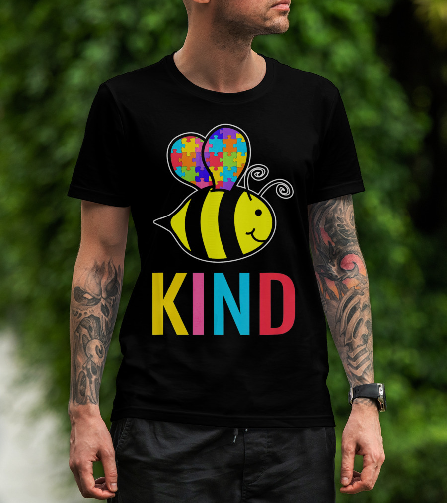 Autism Awareness Bee With Puzzle Wings KIND T-Shirt