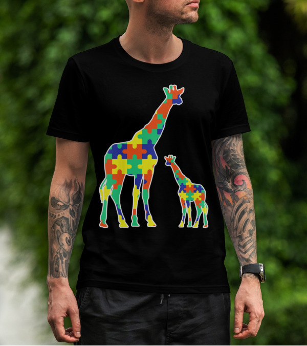 Kids Cute Autism Awareness Giraffes Puzzle T-Shirt