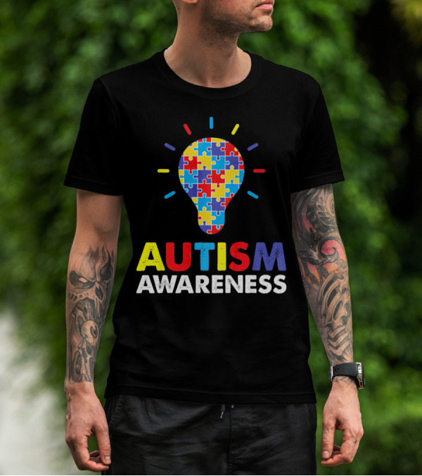 Autism Awareness Puzzle Piece Light Bulb Special Needs T-Shirt