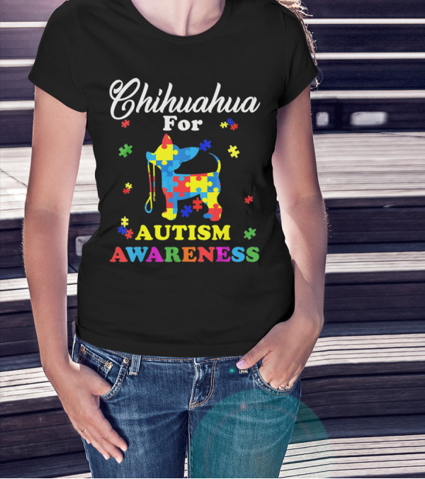 Chihuahua For Autism Awareness Puzzle Pattern Dog T-Shirt