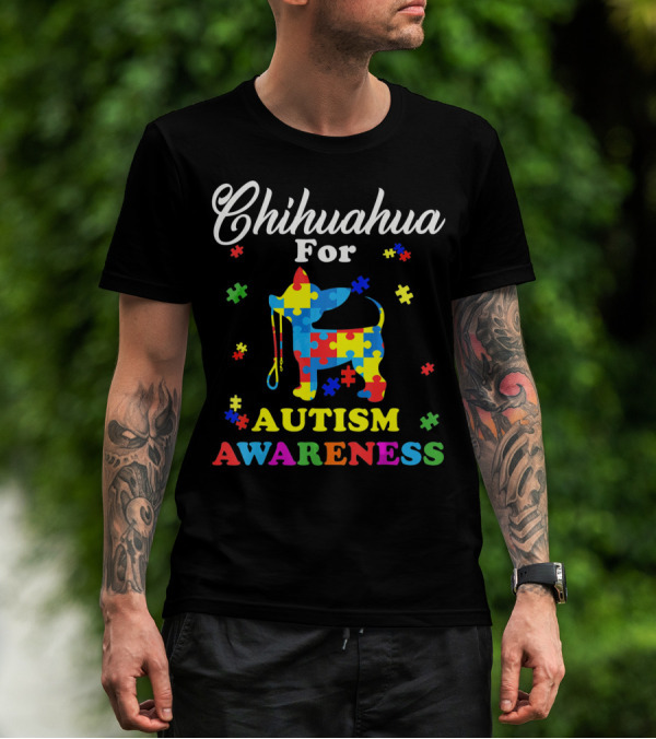 Chihuahua For Autism Awareness Puzzle Pattern Dog T-Shirt