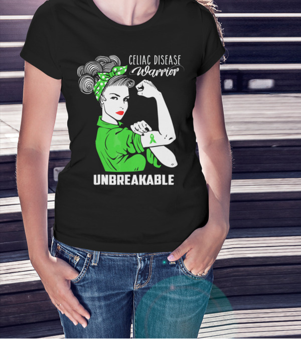 Celiac Disease Warrior Unbreakable Rosie The Riveter T-Shirt