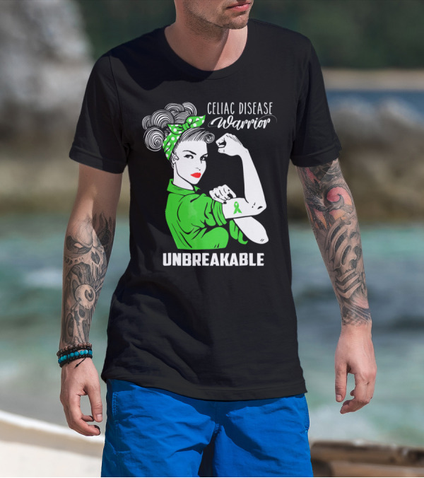 Celiac Disease Warrior Unbreakable Rosie The Riveter T-Shirt