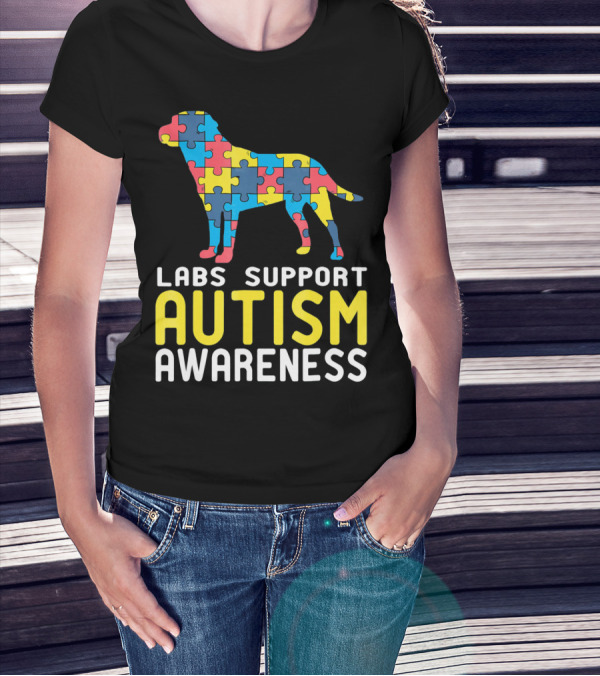 Labs Support Autism Awareness Puzzle Labrador T-Shirt