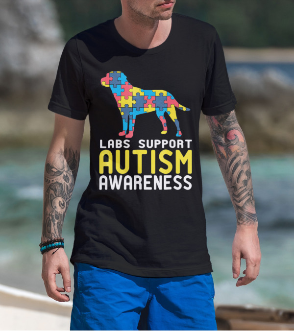 Labs Support Autism Awareness Puzzle Labrador T-Shirt