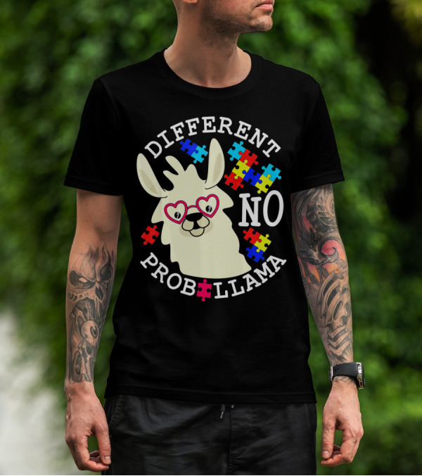 Different No Probllama Autism Awareness T-Shirt