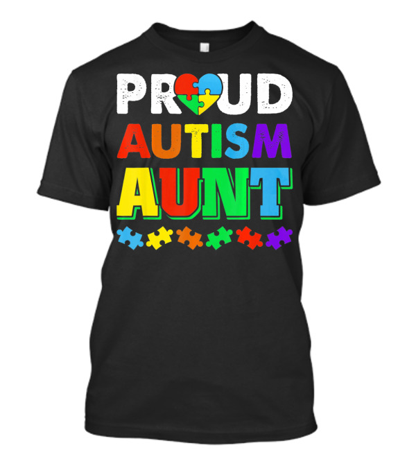 Proud Autism Aunt Autism Awareness Puzzle Pieces T-Shirt