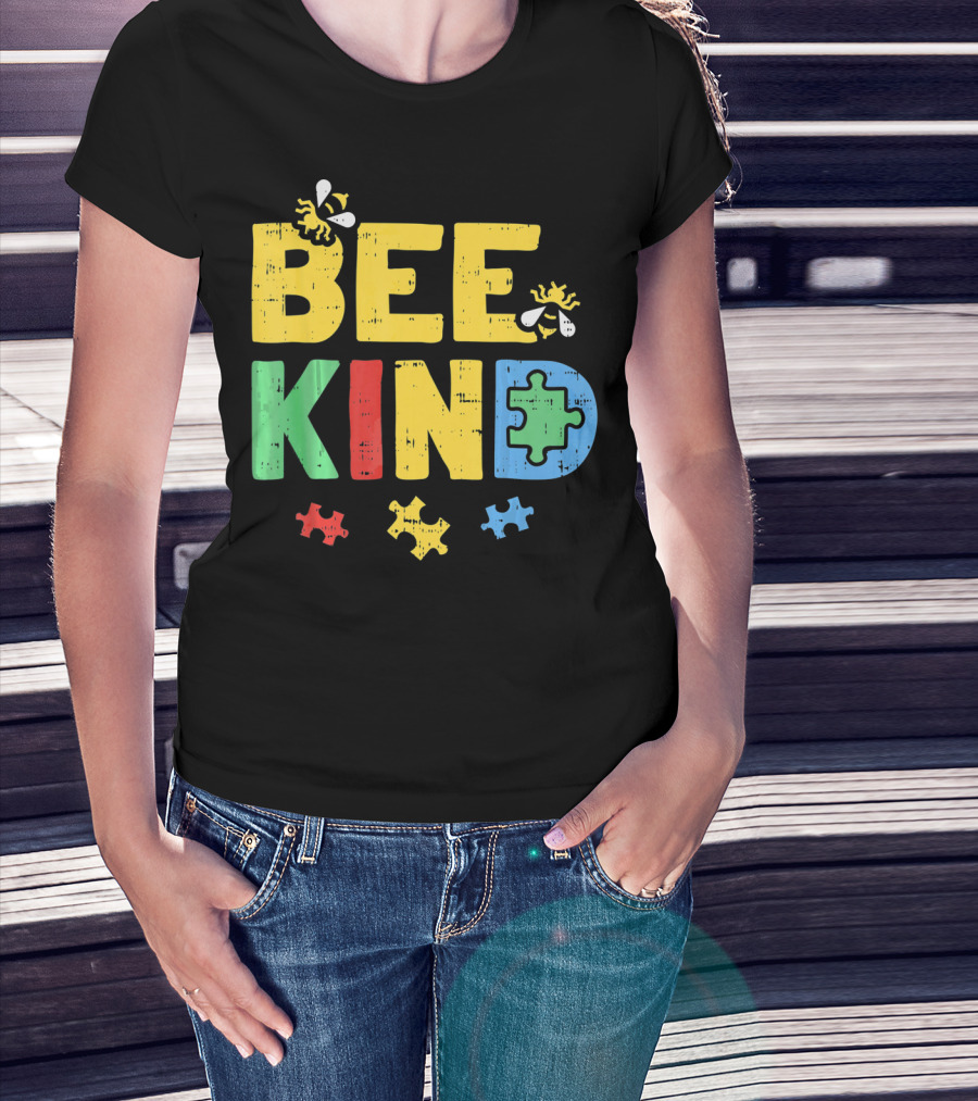 BEE KIND Puzzle Autism Awareness Bees T-Shirt
