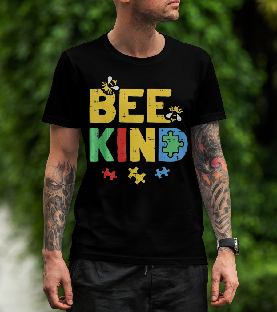 BEE KIND Puzzle Autism Awareness Bees T-Shirt