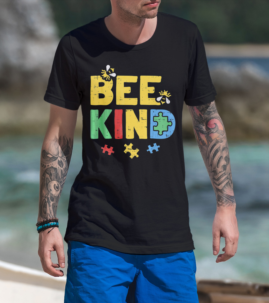 BEE KIND Puzzle Autism Awareness Bees T-Shirt