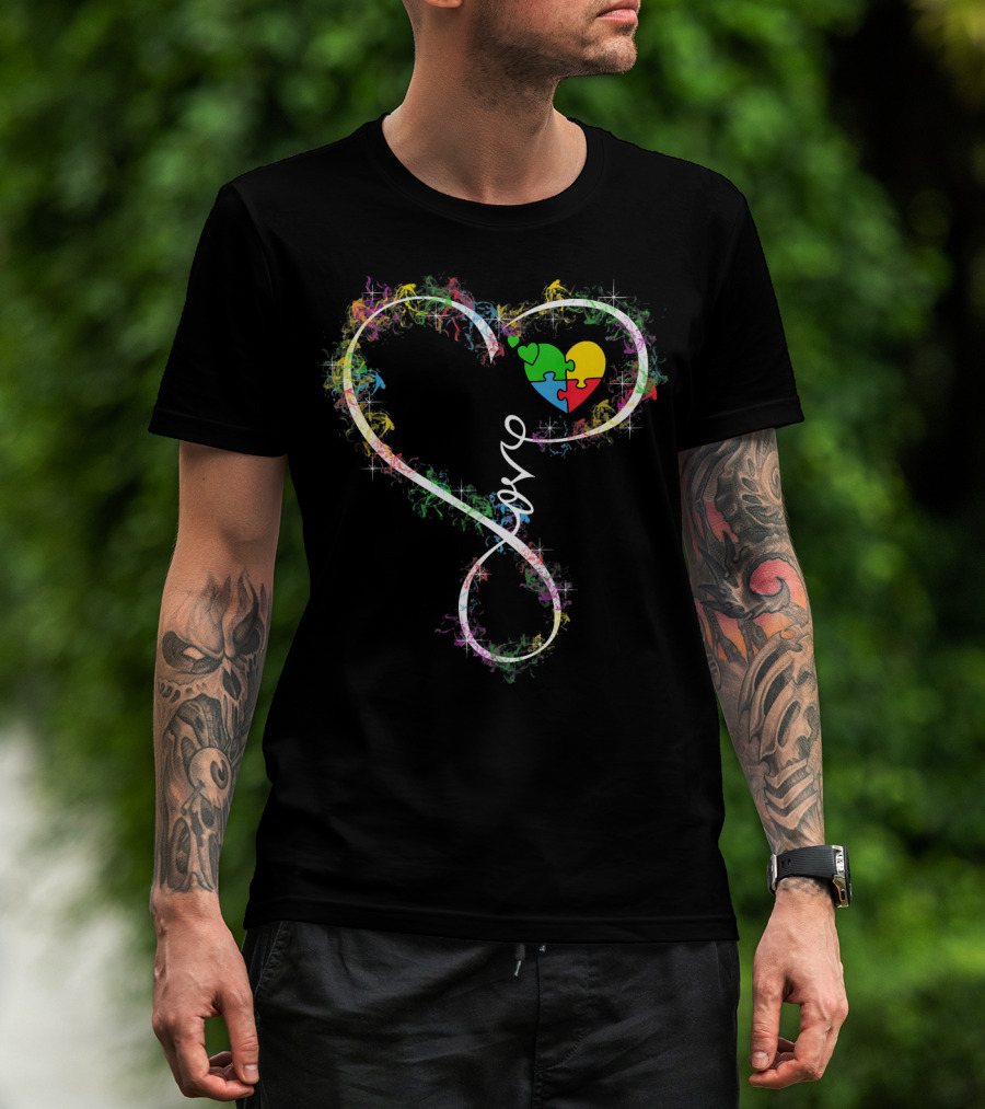 Kids Love Colorful Puzzle Heart Autism Awareness T-Shirt