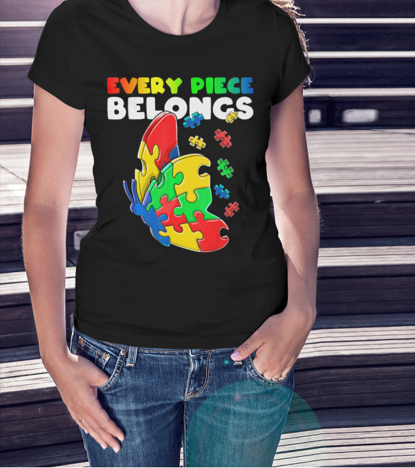 Every Piece Belongs Autism Awareness Butterfly Puzzle Pieces T-Shirt