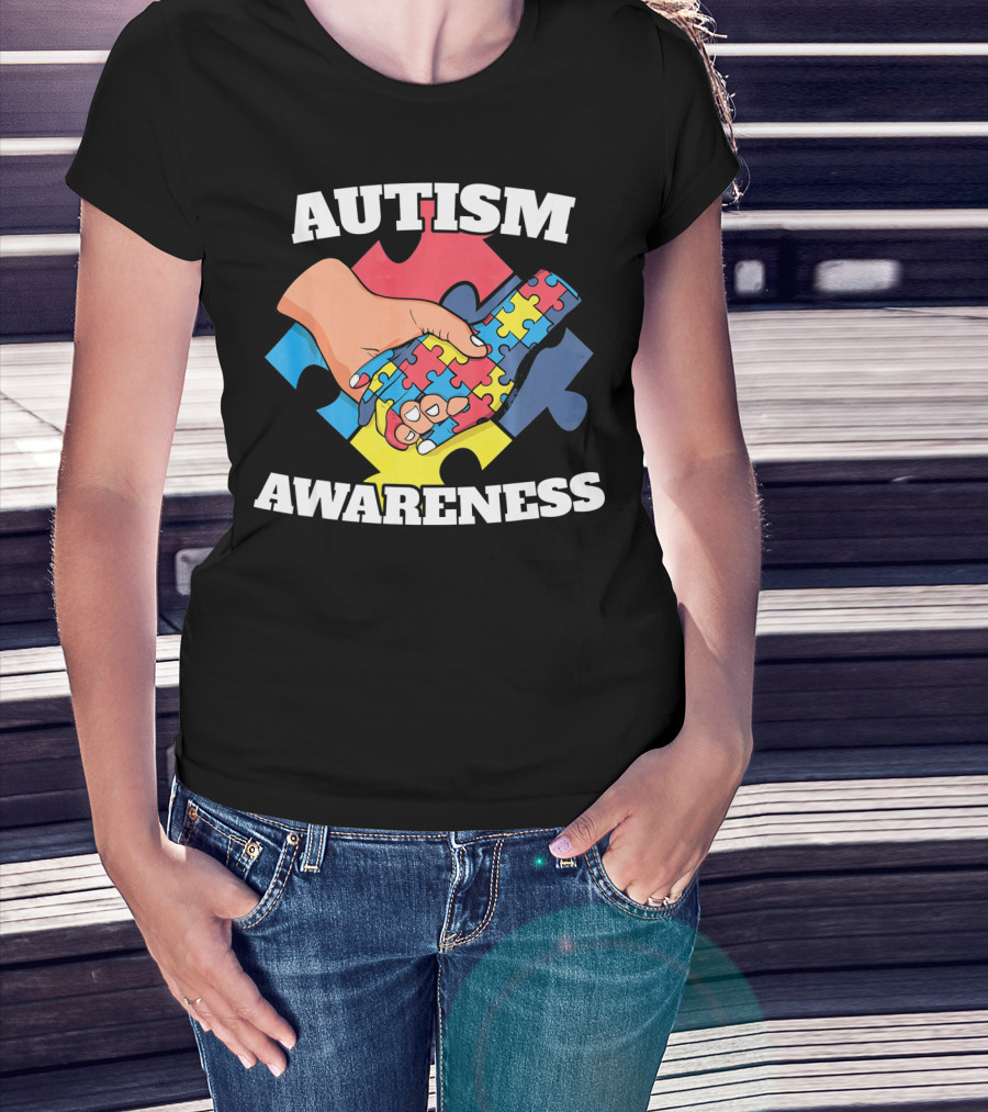 Autism Awareness Puzzle Piece Handshake 2 April Au T-Shirt