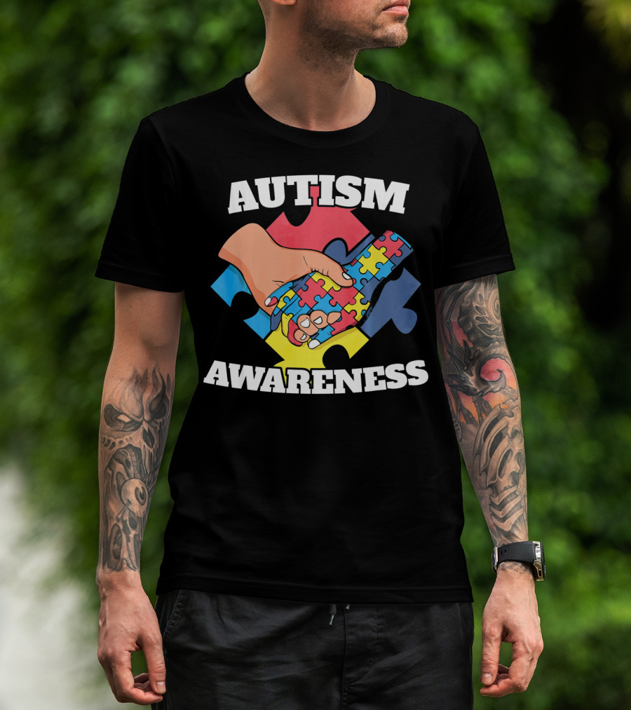 Autism Awareness Puzzle Piece Handshake 2 April Au T-Shirt