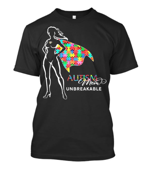 Superhero Autism Mom Unbreakable Puzzle Cape T-Shirt