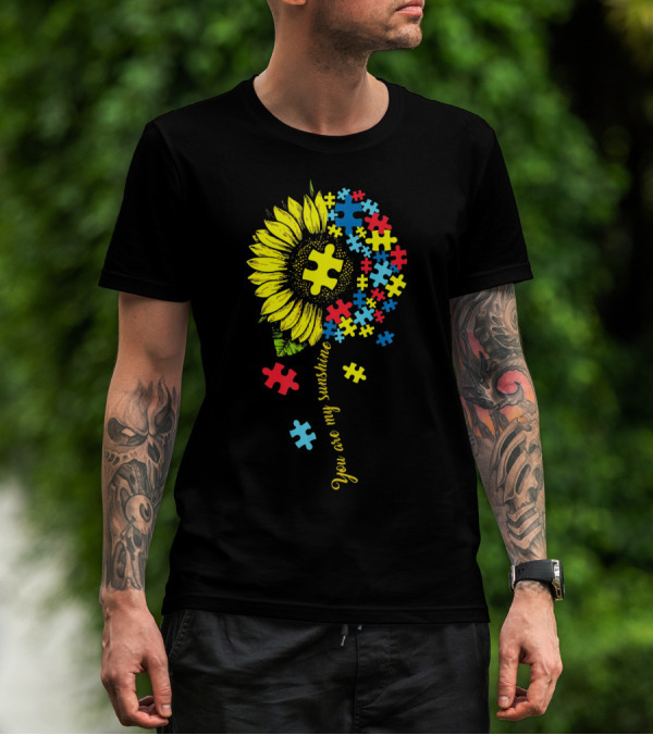 You Are My Sunshine Autism Sunflower Puzzle Pieces T-Shirt