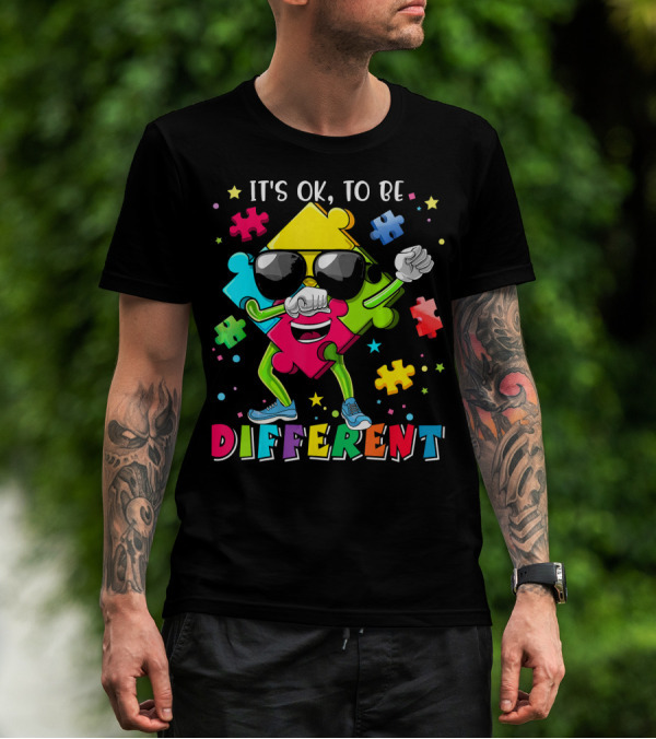 IT'S OK TO BE DIFFERENT PUZZLE PIECE AUTISM AWARENESS T-Shirt