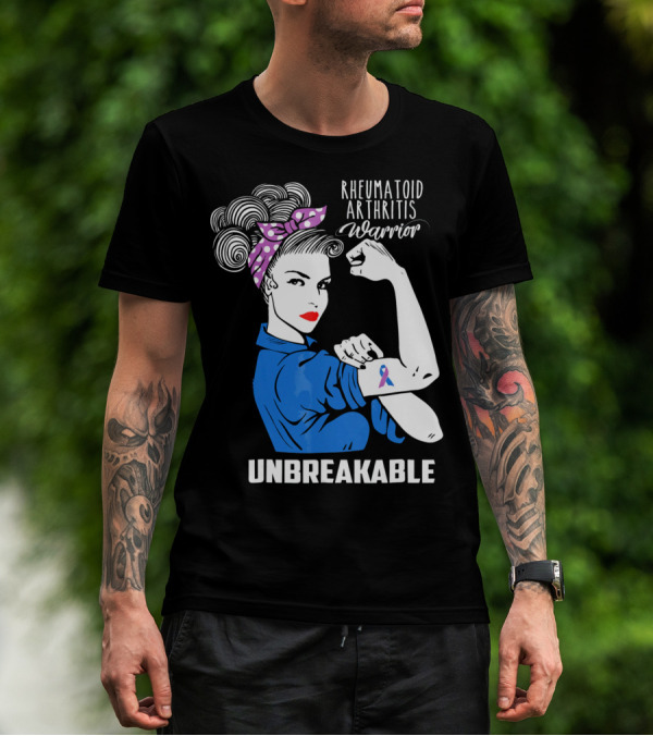Rheumatoid Arthritis Warrior Unbreakable Rosie Riveter T-Shirt