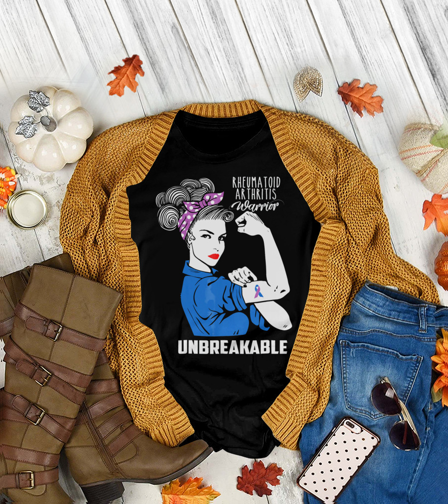 Rheumatoid Arthritis Warrior Unbreakable Rosie Riveter T-Shirt