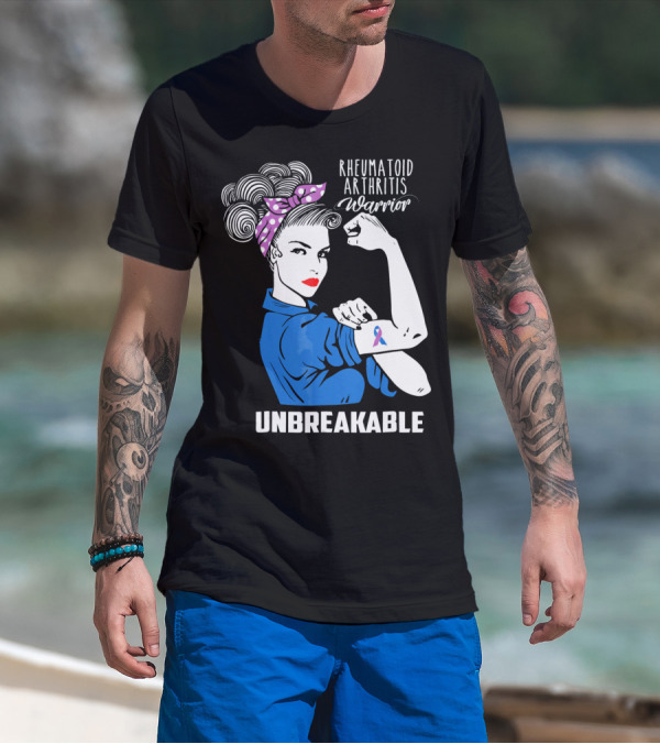 Rheumatoid Arthritis Warrior Unbreakable Rosie Riveter T-Shirt