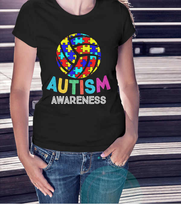 Autism Awareness Volleyball Puzzle T-Shirt