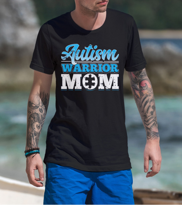 Autism Warrior Mom Awareness Puzzle Piece T-Shirt