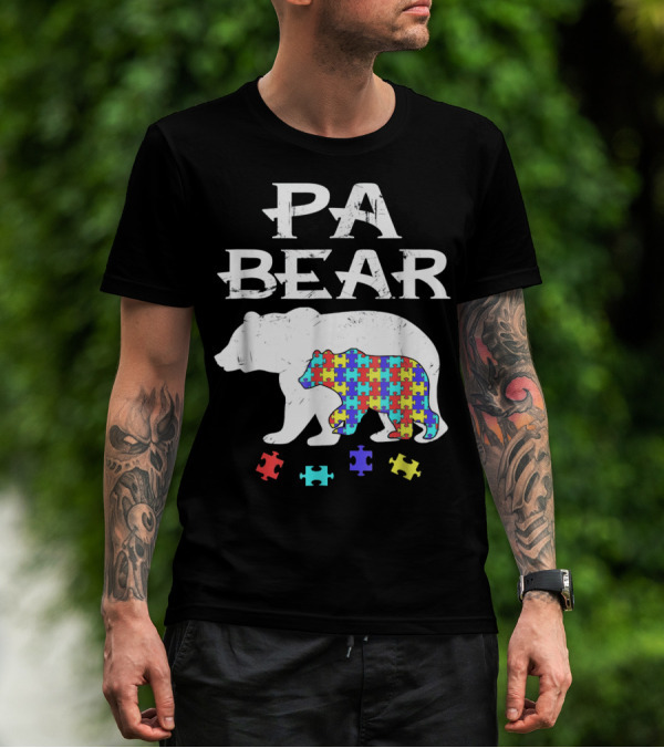 PA Bear With Autism Awareness Puzzle Pieces T-Shirt