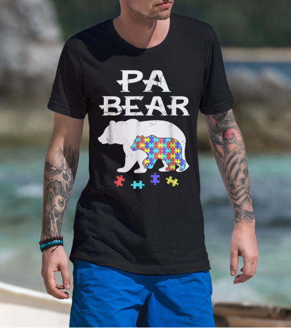 PA Bear With Autism Awareness Puzzle Pieces T-Shirt