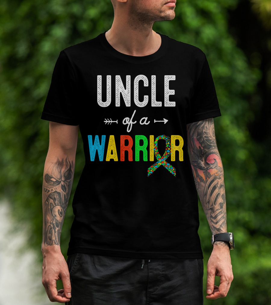 Uncle Of A Warrior Autism Awareness Puzzle T-Shirt