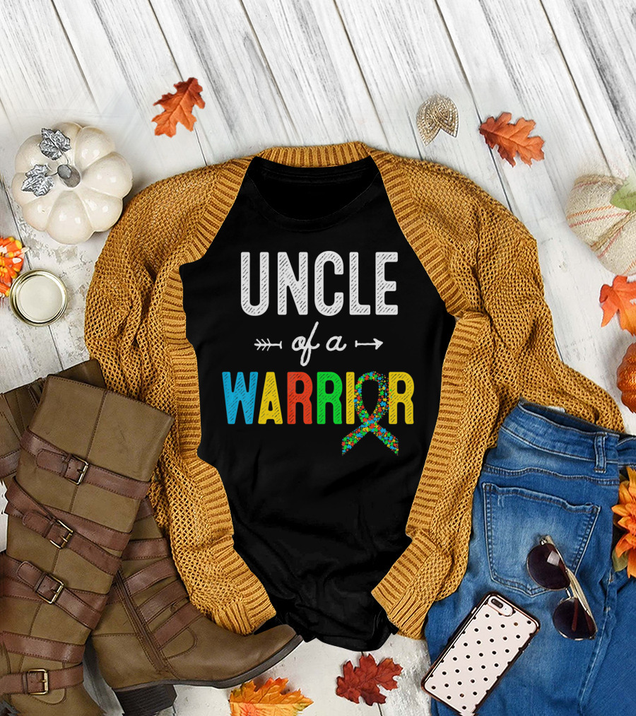 Uncle Of A Warrior Autism Awareness Puzzle T-Shirt