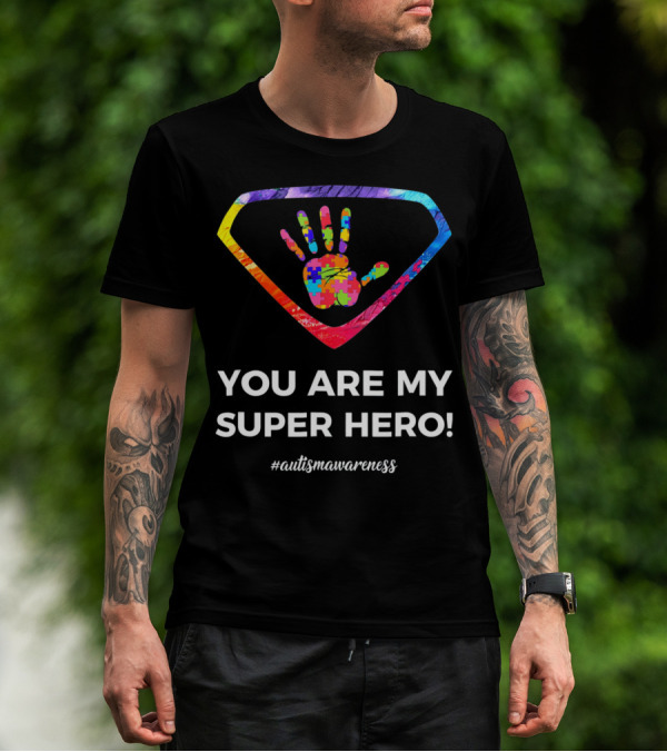 You Are My Superhero Autism Awareness Handprint Puzzle T-Shirt