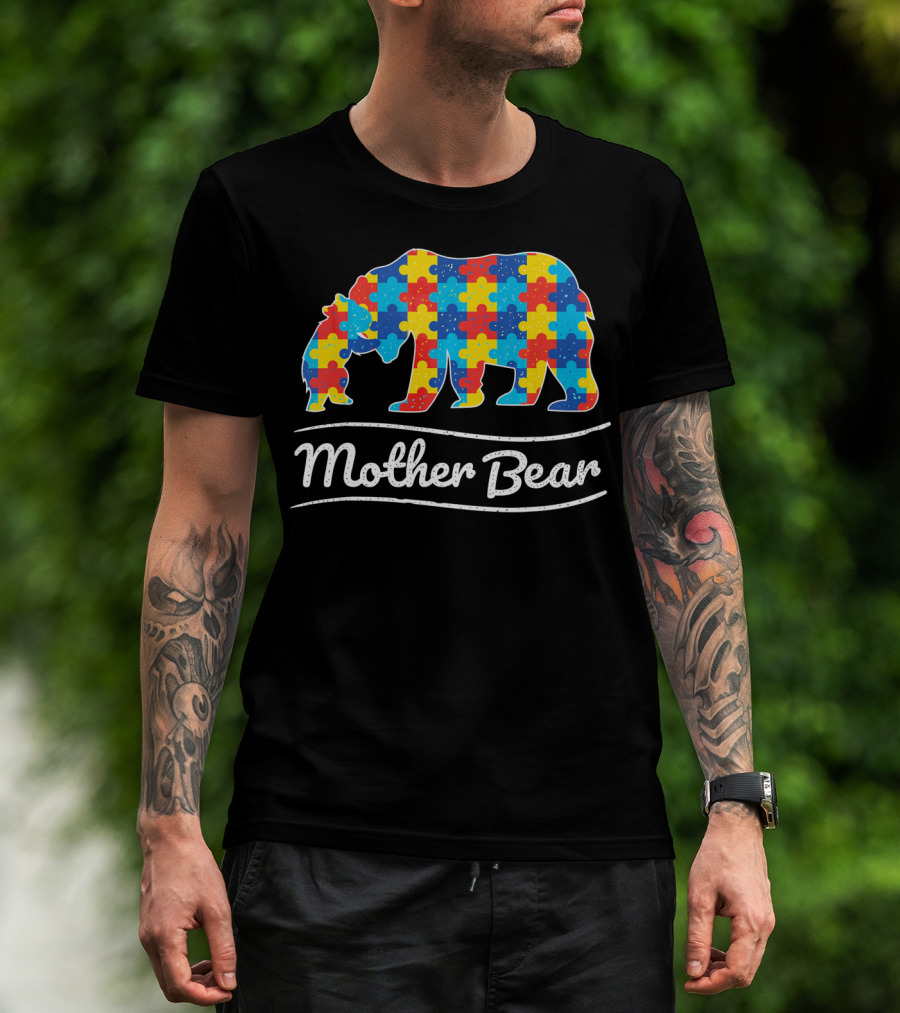 Mother Bear Autism Puzzle Awareness T-Shirt