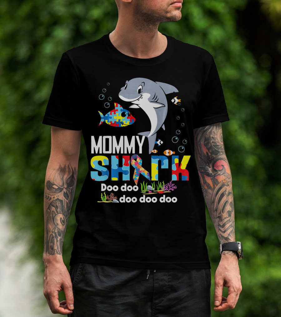 Mommy Shark Autism Doo Doo Doo Autism Puzzle T-Shirt