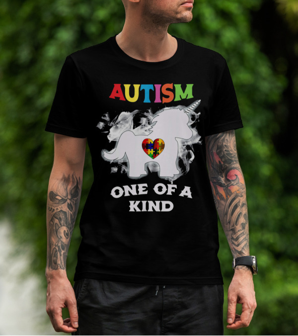 Autism One Of A Kind Unicorn Puzzle Heart T-Shirt