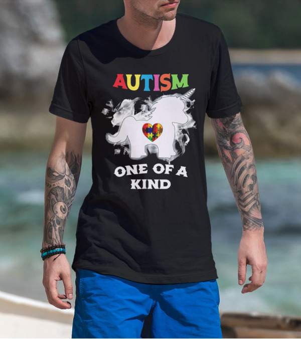 Autism One Of A Kind Unicorn Puzzle Heart T-Shirt