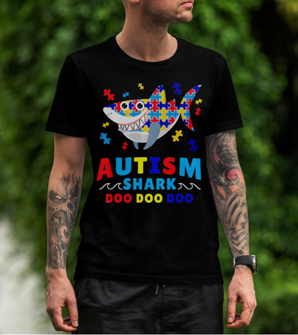 Autism Puzzle Shark Doo Doo Doo Autism Awareness T-Shirt