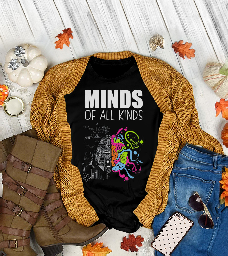Minds of All Kinds Neurodiversity Brain ADHD Autism T-Shirt