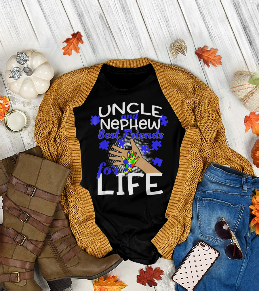 Uncle and Nephew Best Friends for Life Autism Awareness Puzzle Piece T-Shirt